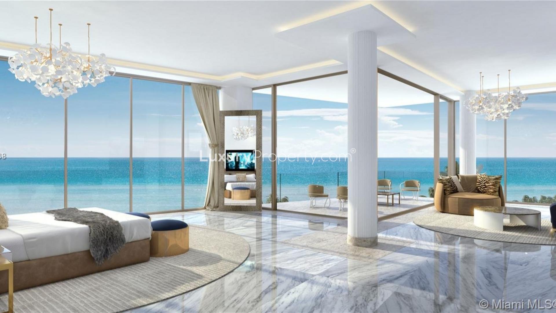 Furnished living area in six-bedroom waterfront villa, Sunny Isles Beach, Miami, Florida